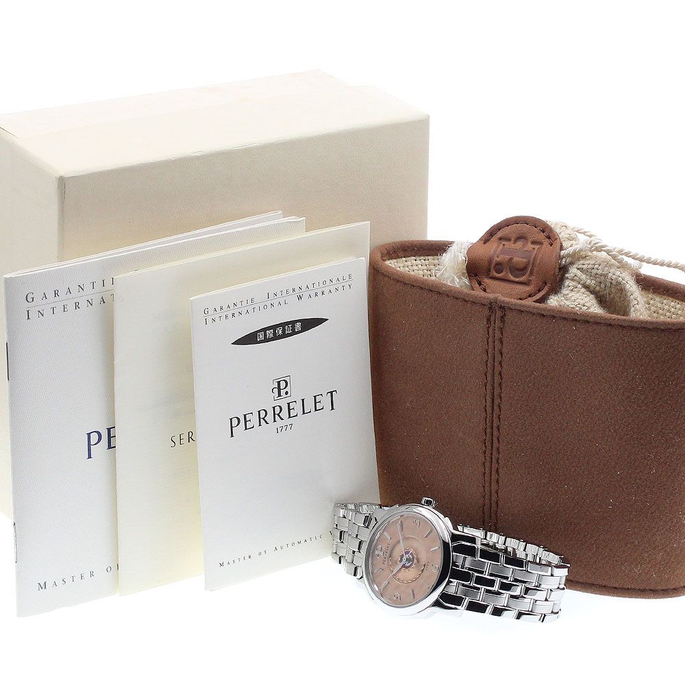  ペルレ PERRELET OLD ROSE ダブルローター 自動巻き メンズ 箱 保証書付き_939285 ダウンジャケット 自動巻き時計 腕時計(アナログ)