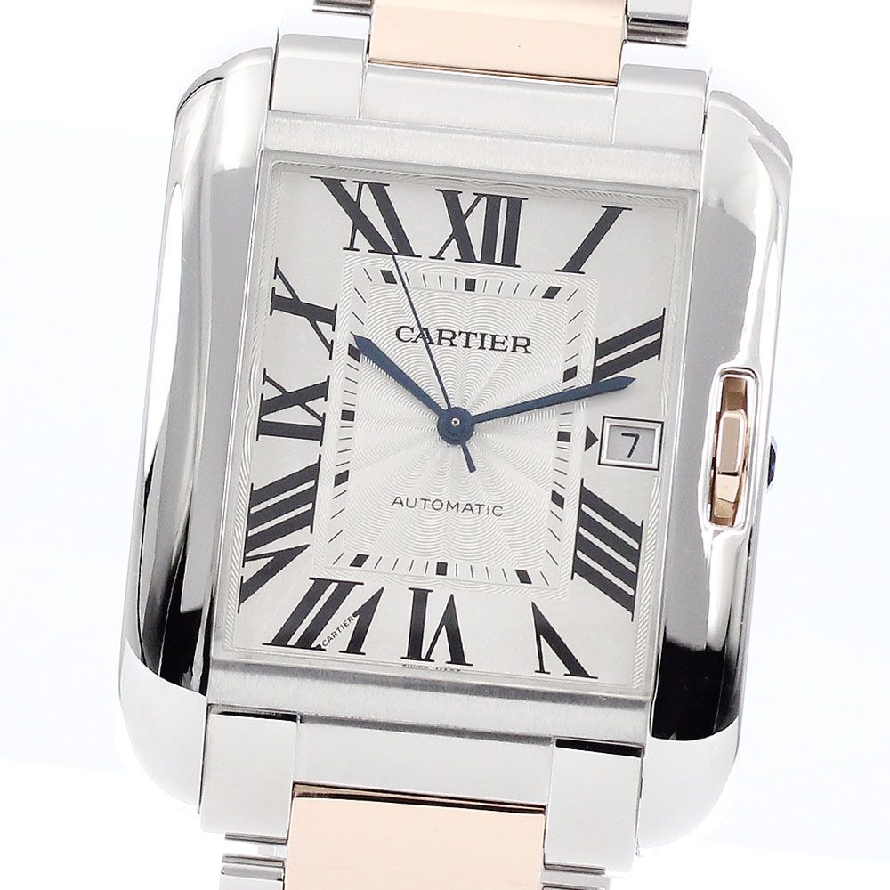 カルティエ CARTIER W5310006 タンクアングレースXL デイト コンビ 自動巻き メンズ 良品 _808726