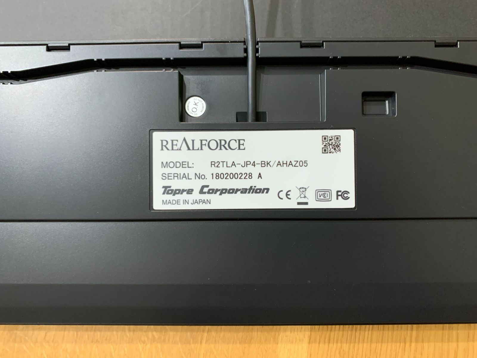 中古品 現品一点限りREALFORCE R2TLA-JP4-BK/AHAZ05 日本語配列 TKL A ⁄