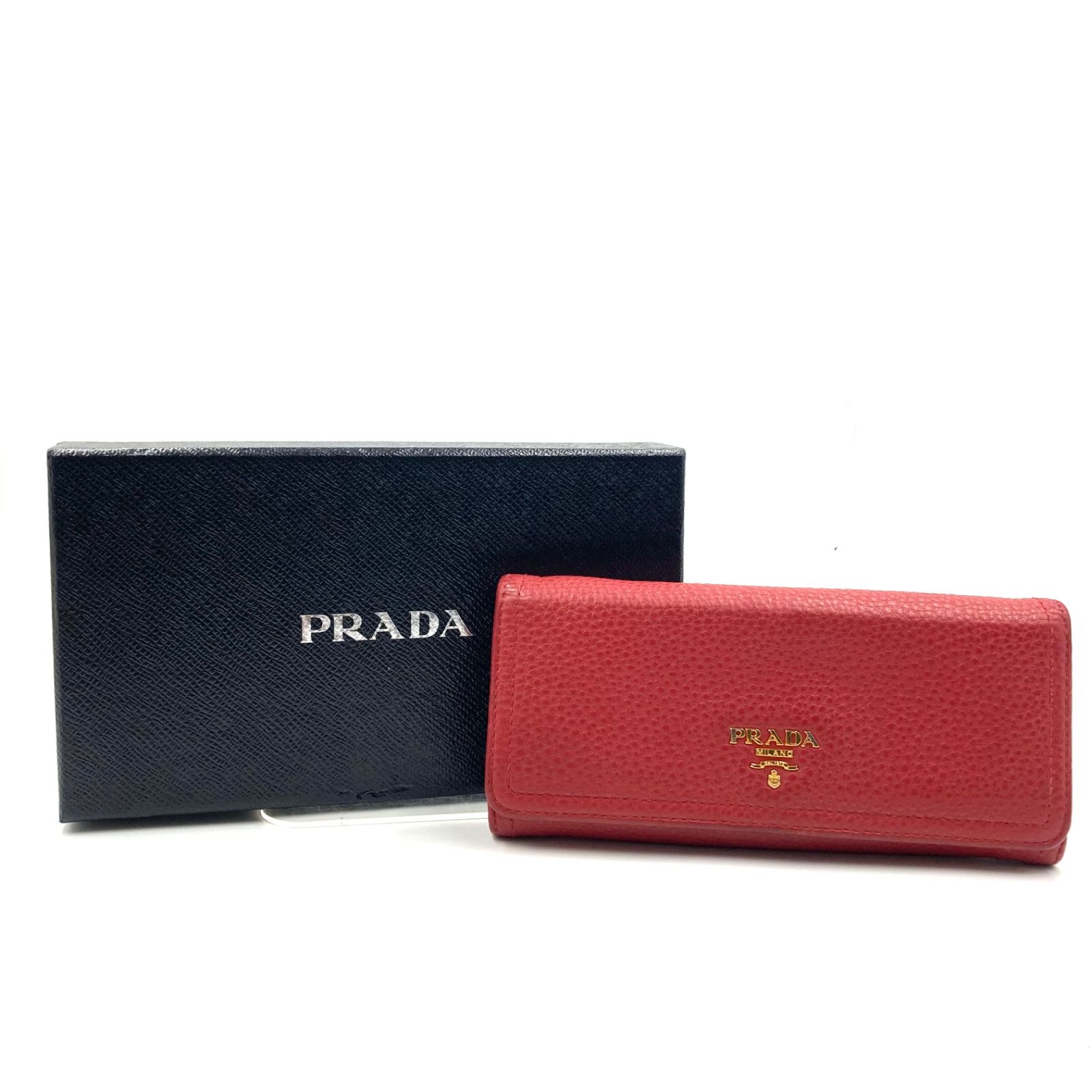 PRADA プラダ 財布 極美品 ブラック レッド DAINO 確実正規品 □極美品□PRADA プラダ Vitello Daino ヴィッテロダイノ ロング