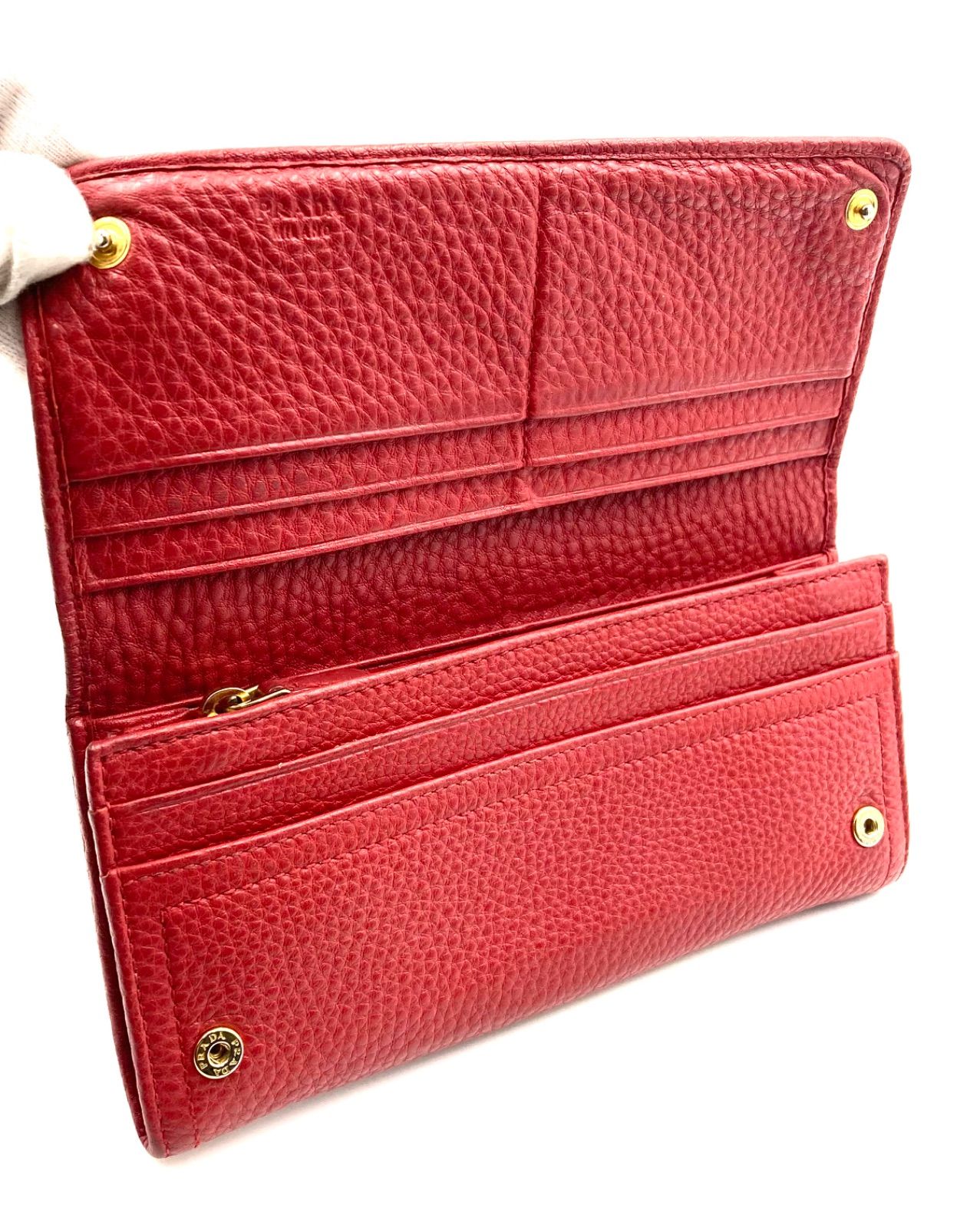 □極美品□PRADA プラダ Vitello Daino ヴィッテロダイノ ロング