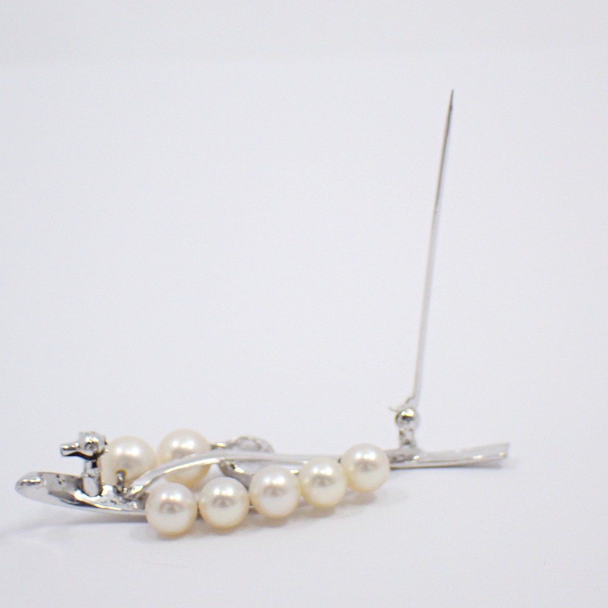 MIKIMOTO ミキモト フラワー リーフモチーフ ブローチ シルバー/パール