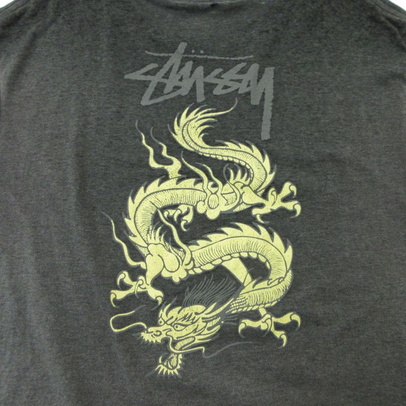 Old Stussy ダークグレー Tシャツ ドラゴン Lサイズ STUSSY - 初代
