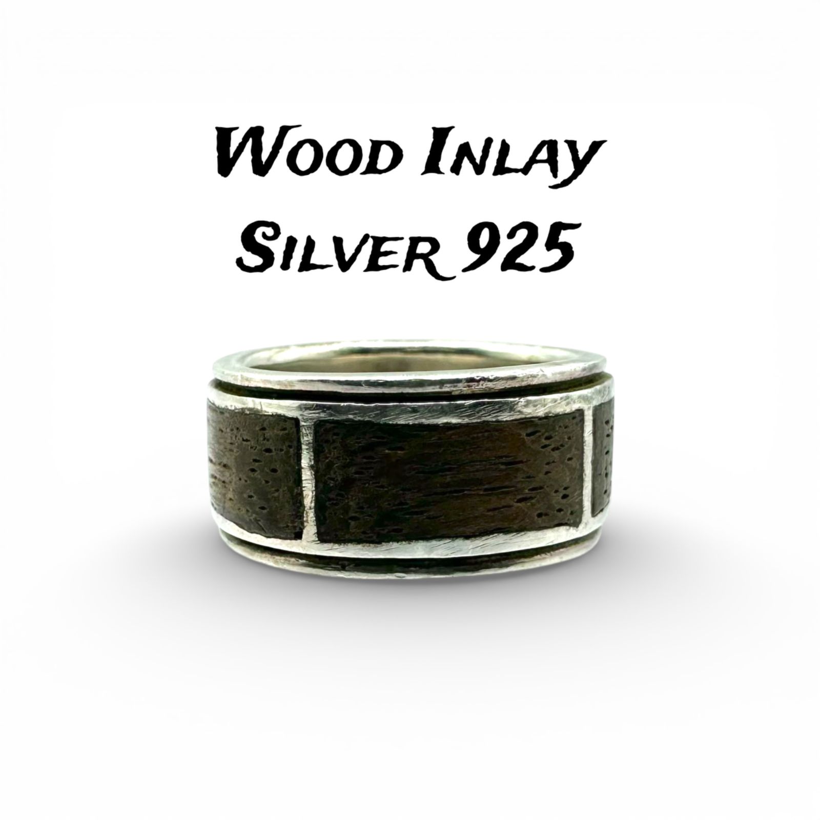 唯一無二】ウッドインレイ 天然木 Silver 925 刻印 90s Vintage Design