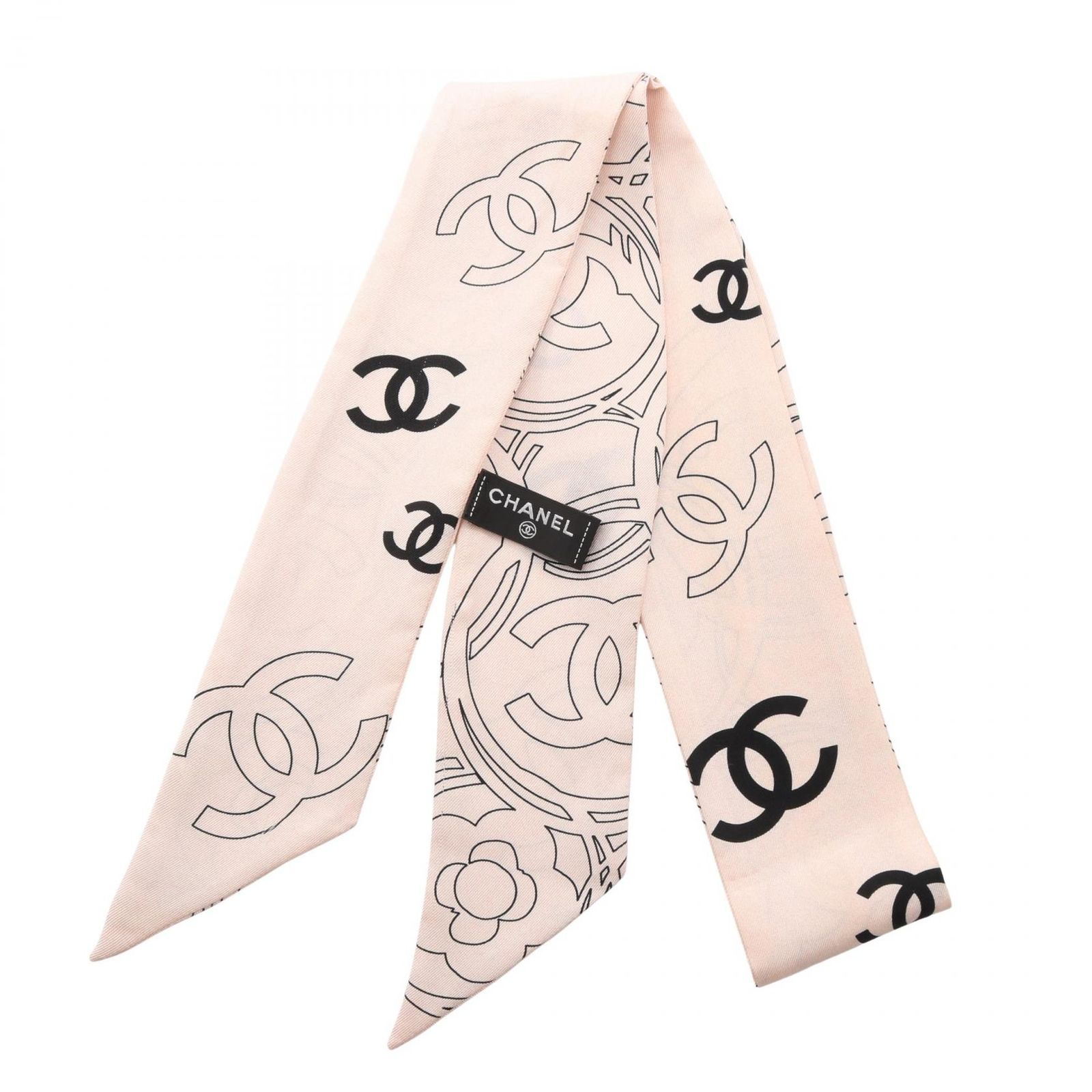 CHANEL　ココマーク スカーフ　シルク　ベージュ　カメリア シャネル CHANEL スカーフ ココマーク カメリア シルク スカーフ