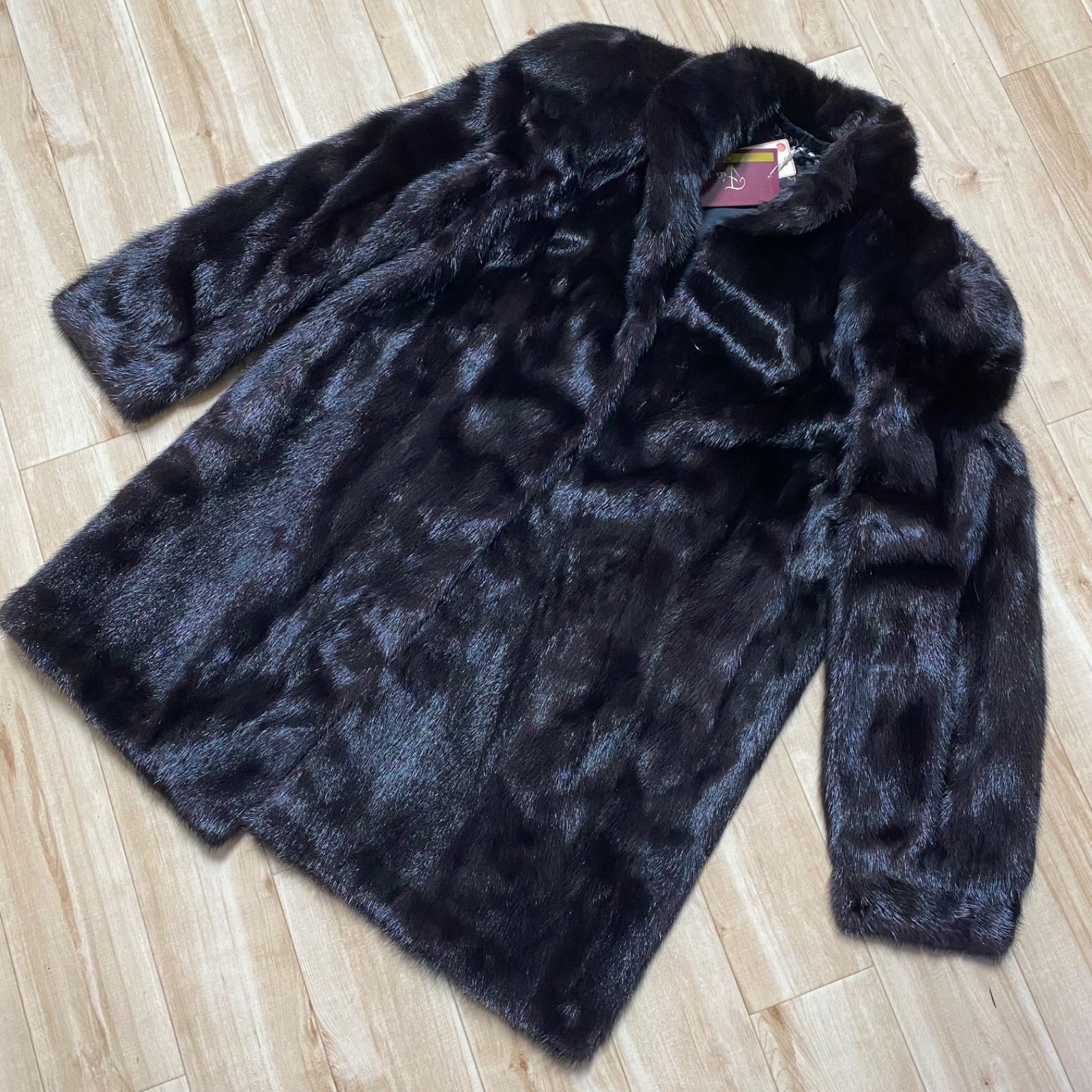 新品未使用】【タグ付き】ブラックミンク 毛皮コート ロングコート