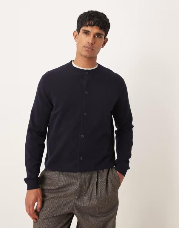 マンゴ メンズ アウター カーディガン ウール Mango premium 100 wool cardigan NAVY ネイビー