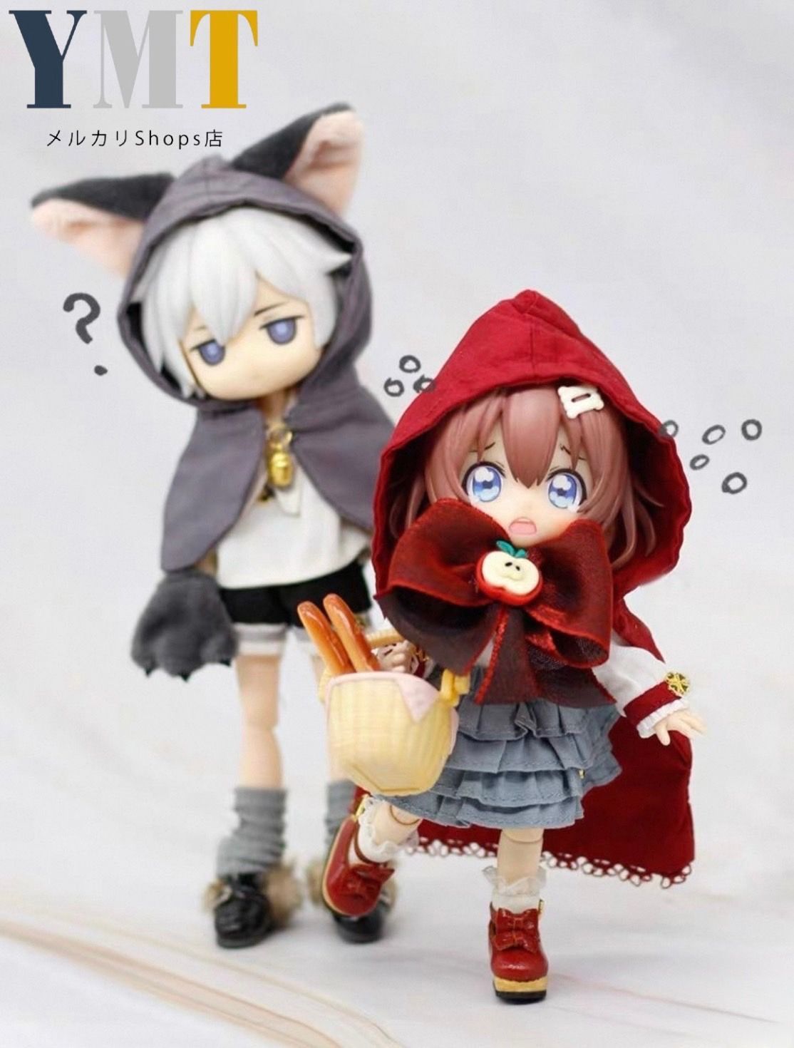 オビツ11 ドール服 赤頭巾・オオカミ風洋服4点セット撮影小物 ぬい撮り