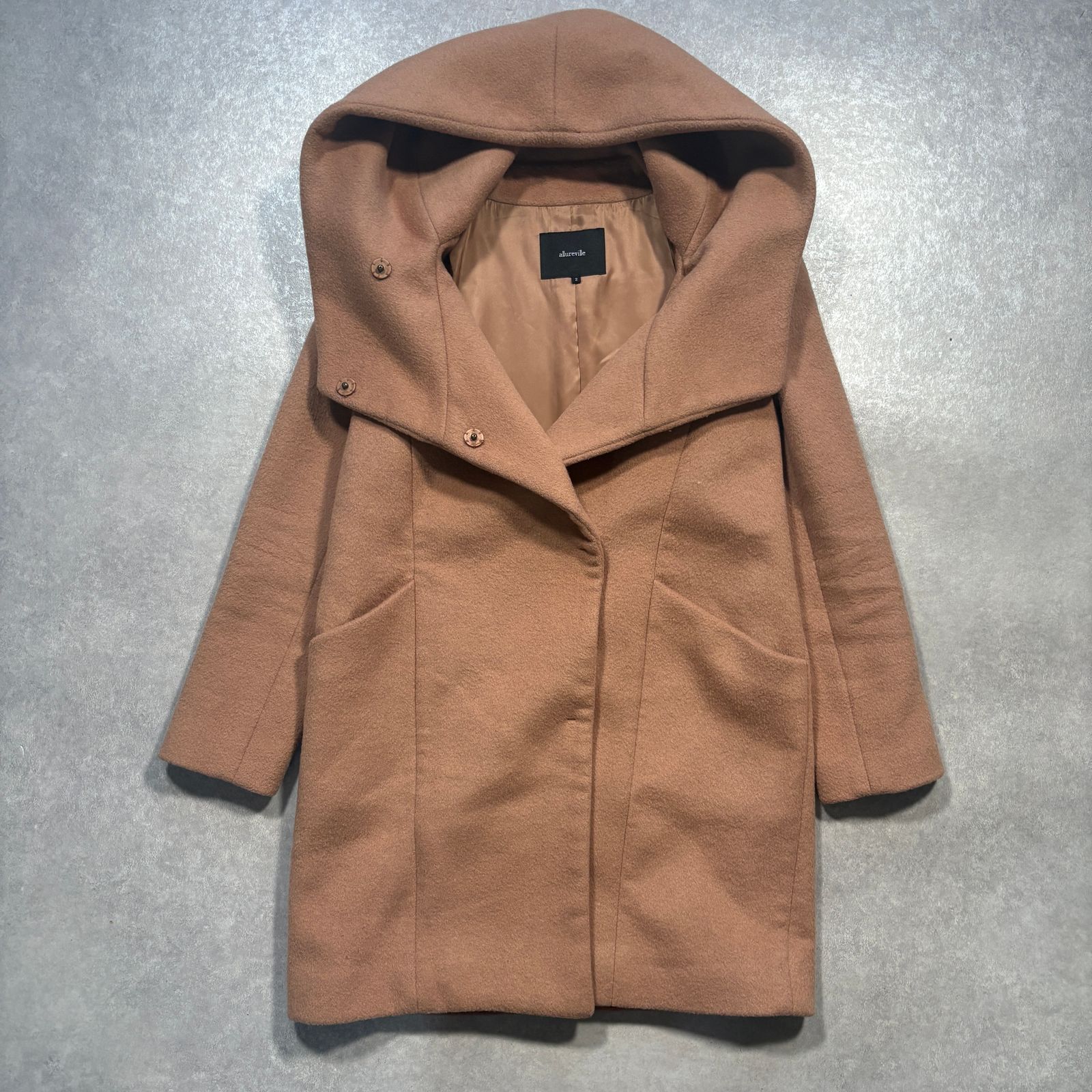 allureville アルアバイル フード ロングコート ショールカラー 