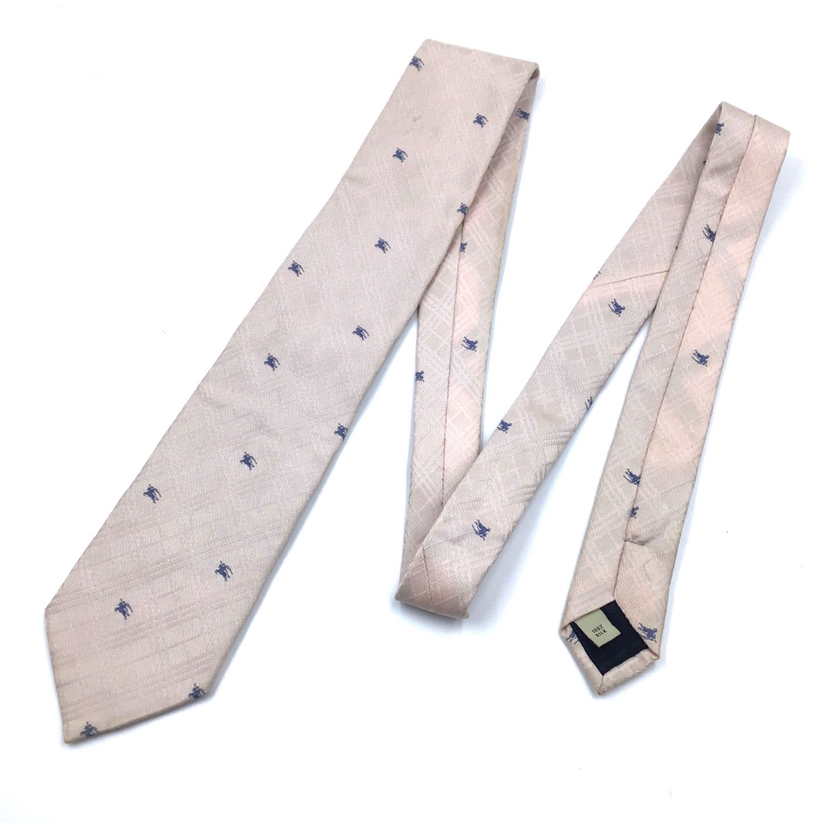 バーバリーロンドン ネクタイ ピンク ホースロゴ ノバチェック シルク