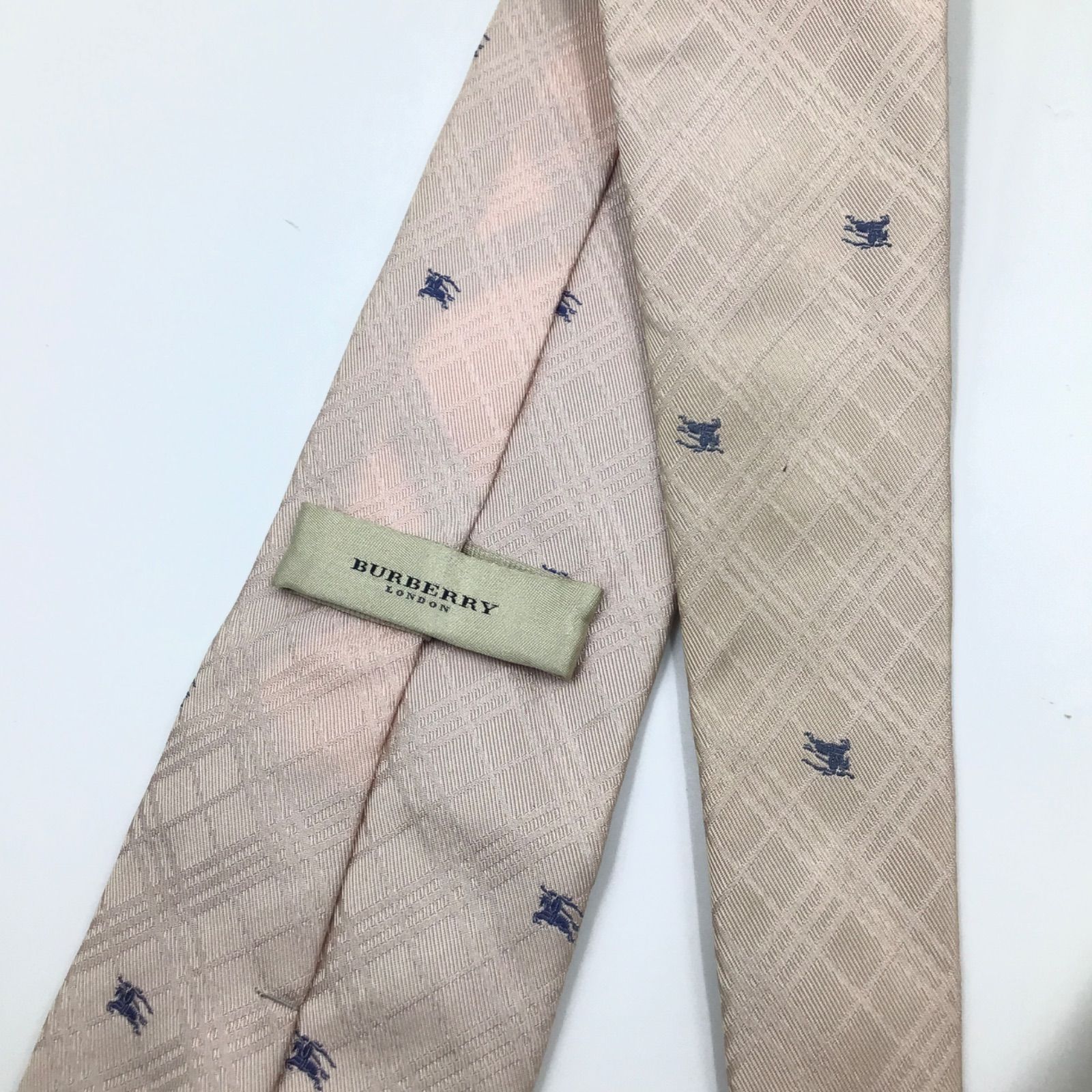 バーバリーロンドン ネクタイ ピンク ホースロゴ ノバチェック シルク