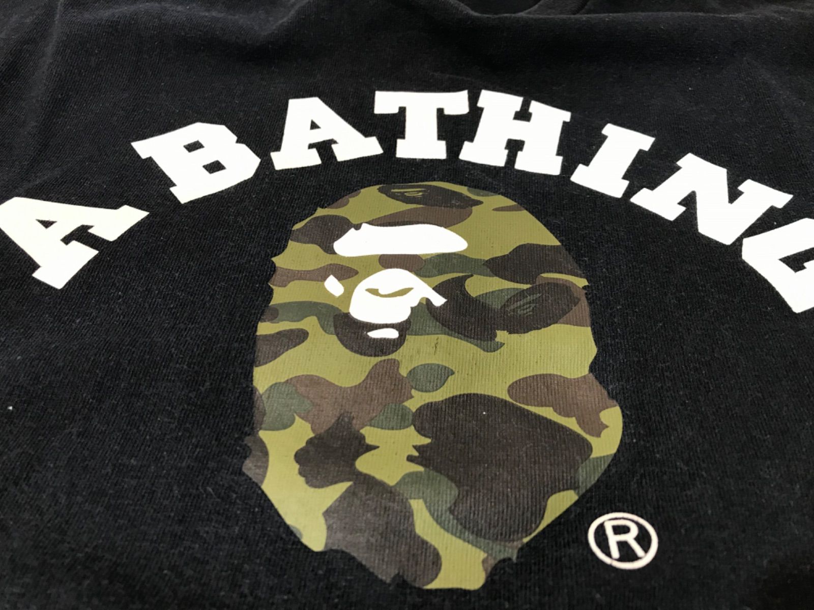 BAPE A BATHING APE カモ カレッジ S/S TEE ラインストーン カモ S⁄S 