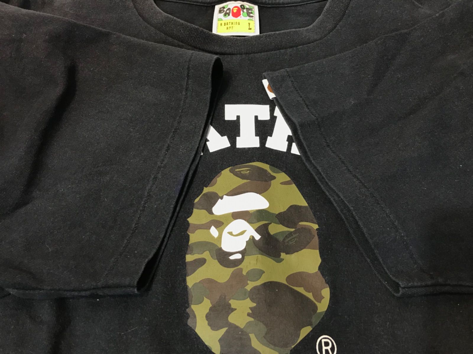 BAPE A BATHING APE カモ カレッジ S/S TEE ラインストーン カモ S⁄S 