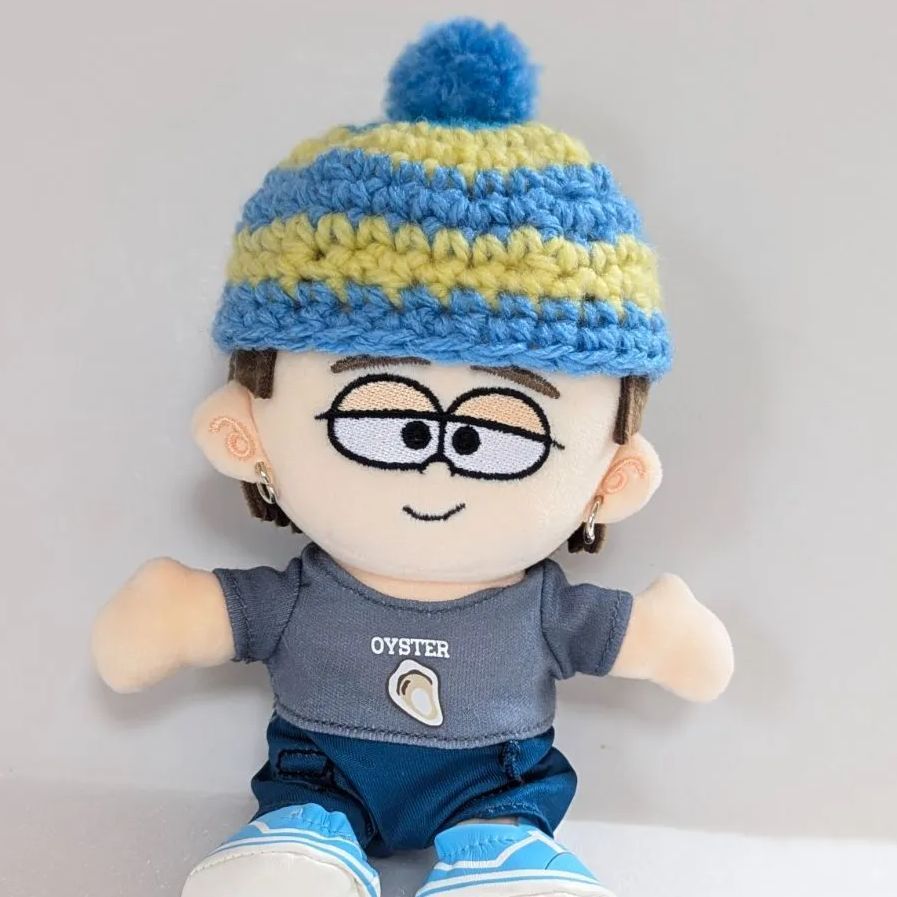 水色と黄色のぬい用のボンボン帽子です タイムレス 寺西拓人 寺 寺西