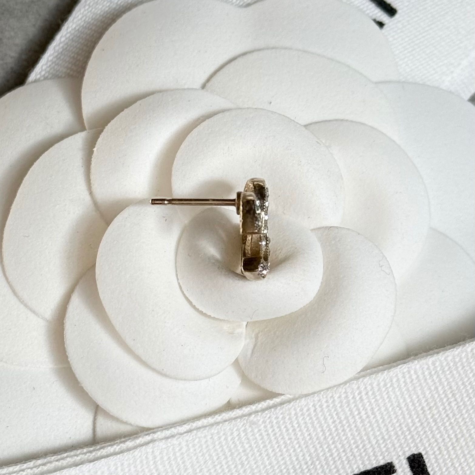 美品 CHANEL シャネル ココマーク ストーンピアス 片耳用 シャンパン