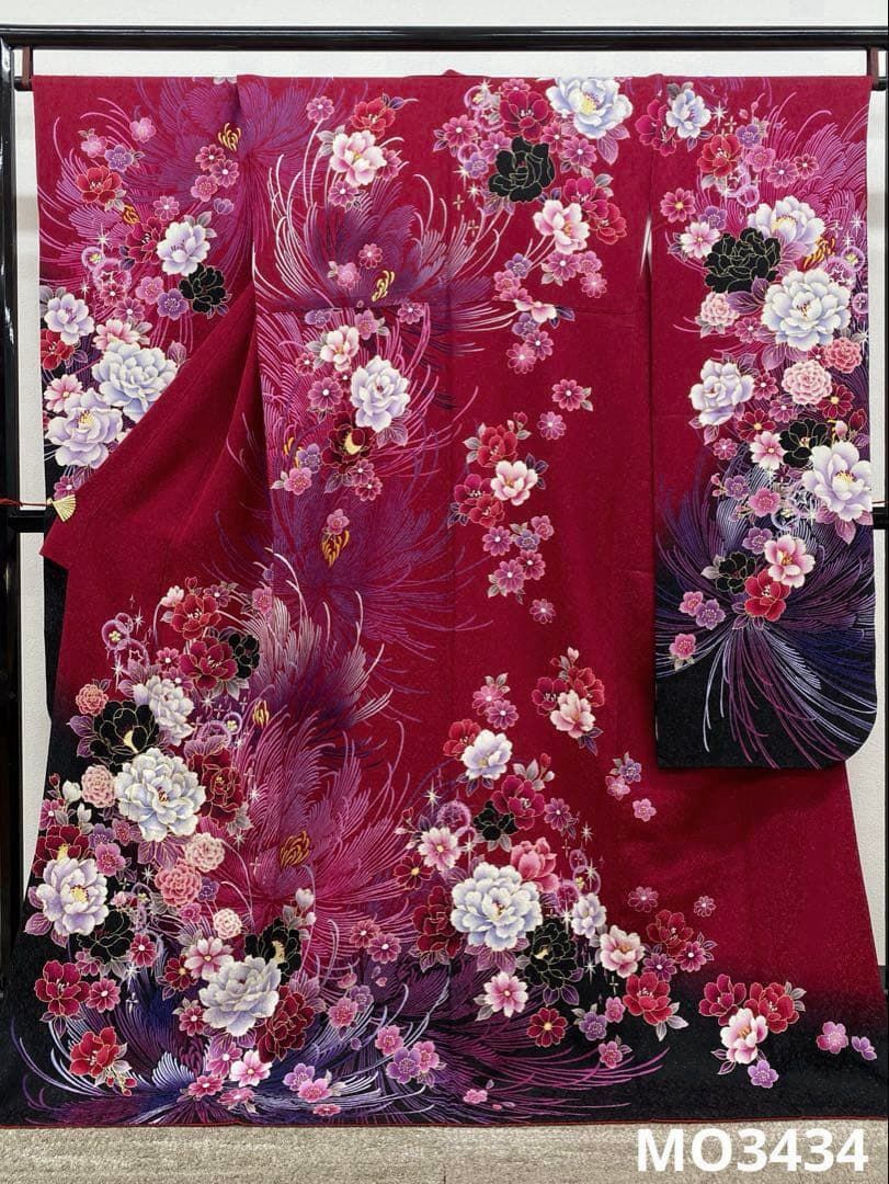 振袖 ラメ刺繍 グリッター 銀通し 身丈172cm 撥水加工済 MO3434 【公式 