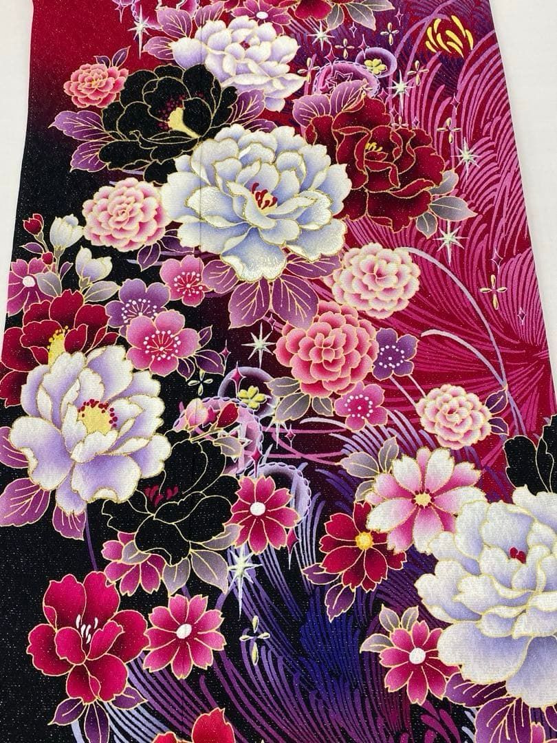 振袖 ラメ刺繍 グリッター 銀通し 身丈172cm 撥水加工済 MO3434 【公式 
