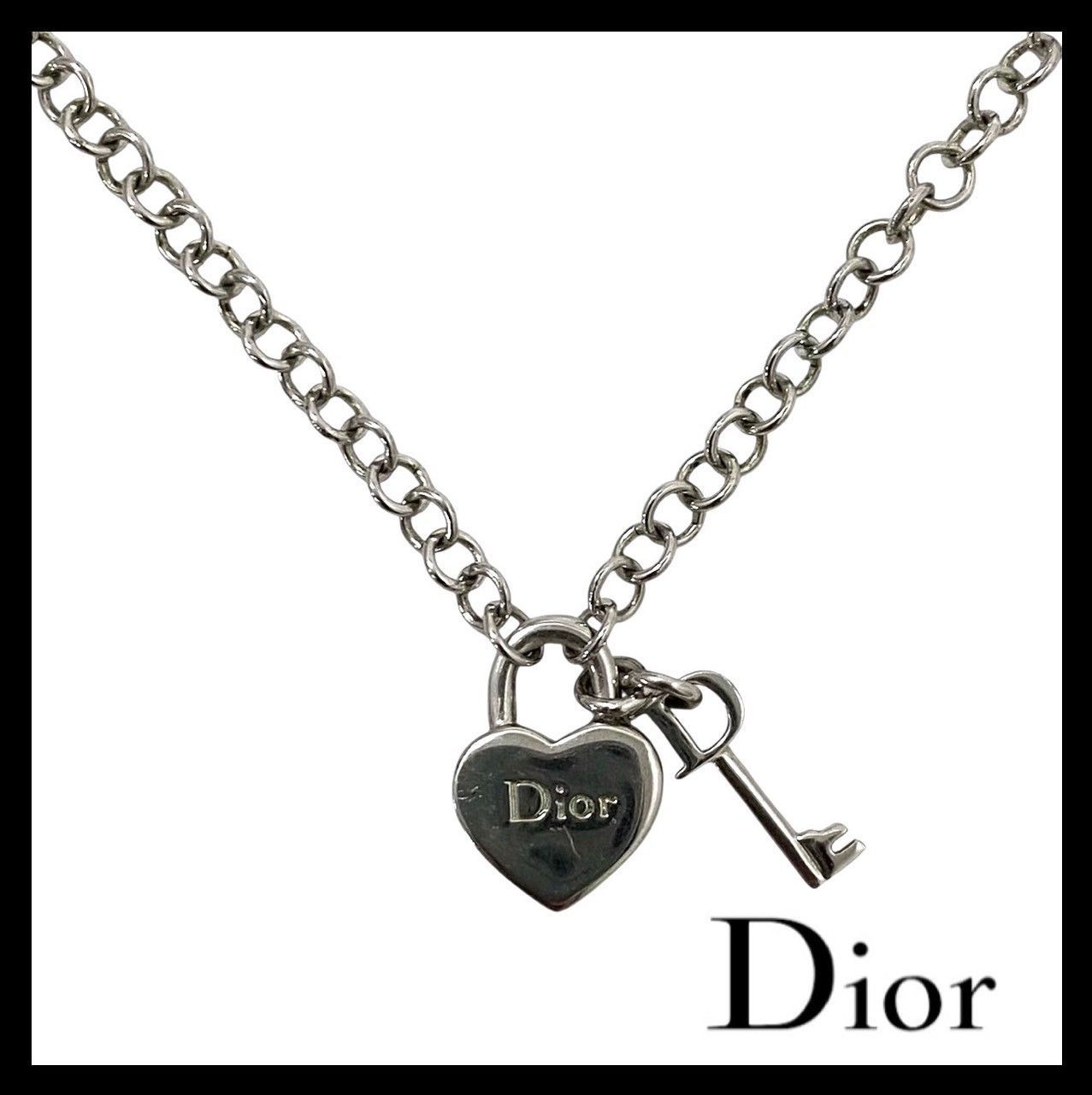 Dior】ハート ロック キー ネックレス シルバーカラー カデナ/南京錠