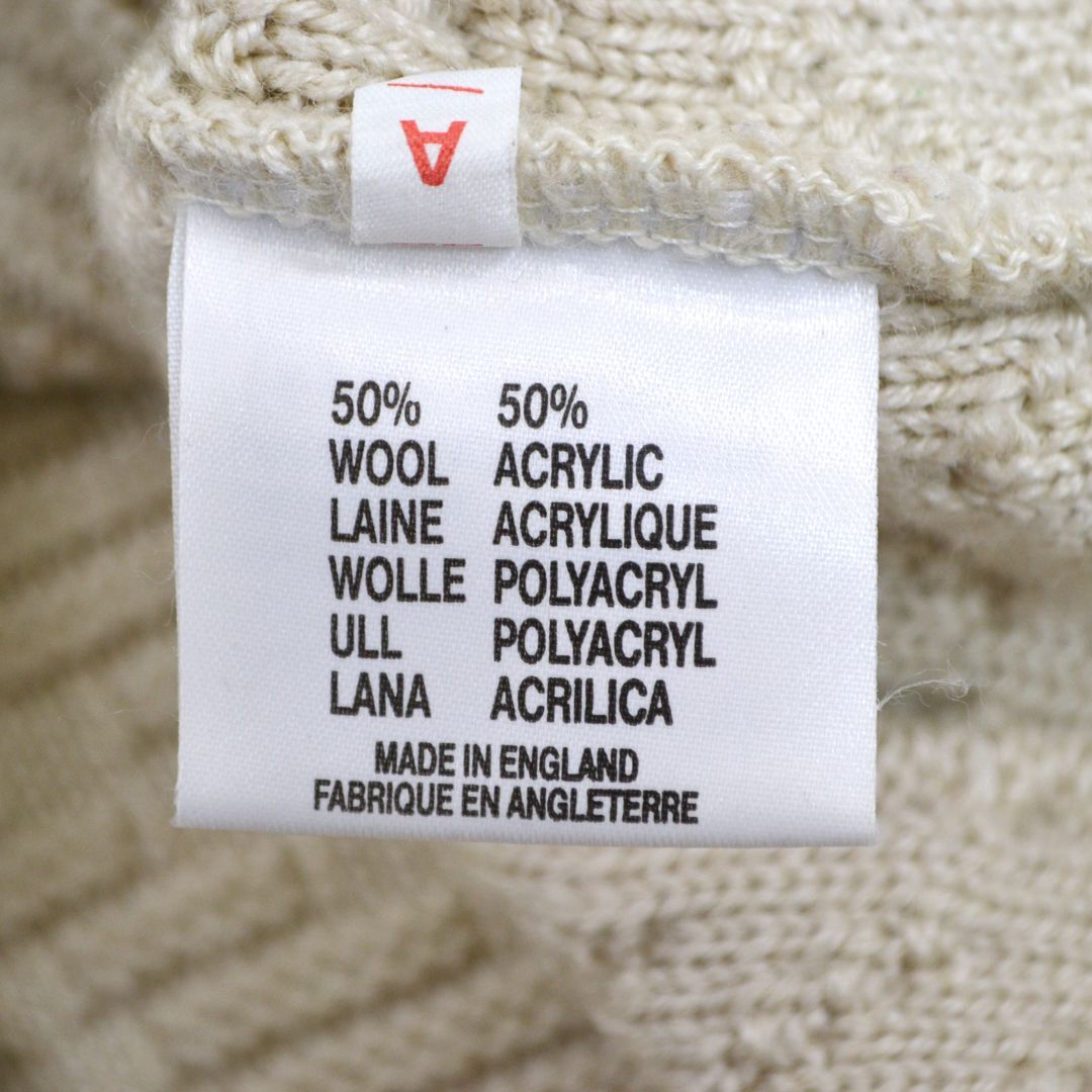 90s Burberrys 刺繍ロゴ ケーブルニット 英国製 L 新品】BURBERRYSバーバリーズ 90sヴィンテージ英国製 ウールアクリル