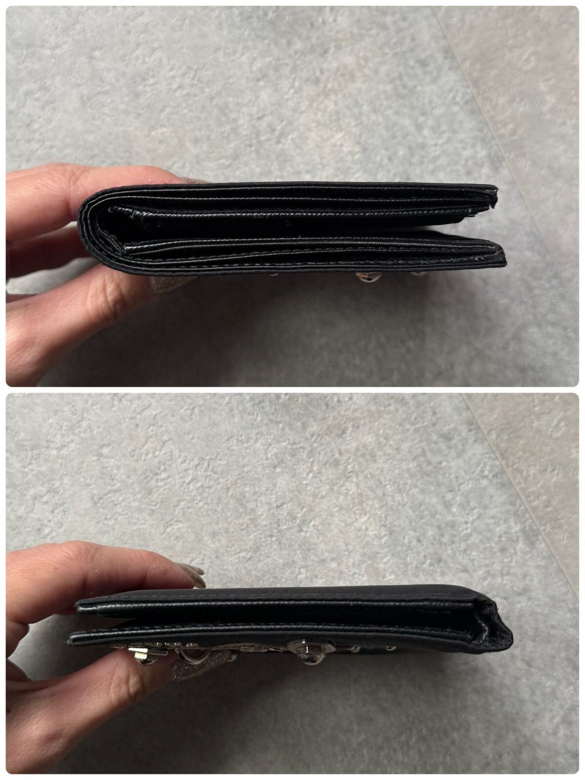 希少 PRADA プラダ ドクロ スカル刺繍 二つ折り財布 ナイロン