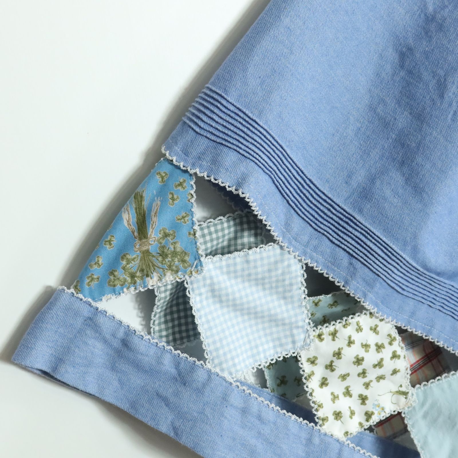 ピンクハウス☆裾パッチワーク♪前開きデニムスカート 水色系