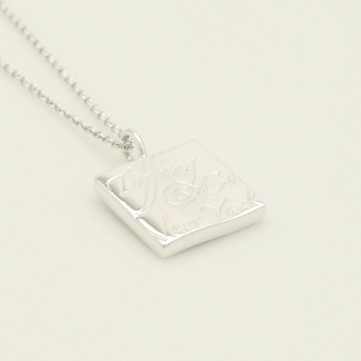 美品】ティファニー TIFFANY&Co. ノーツ スクエア プレート ネックレス