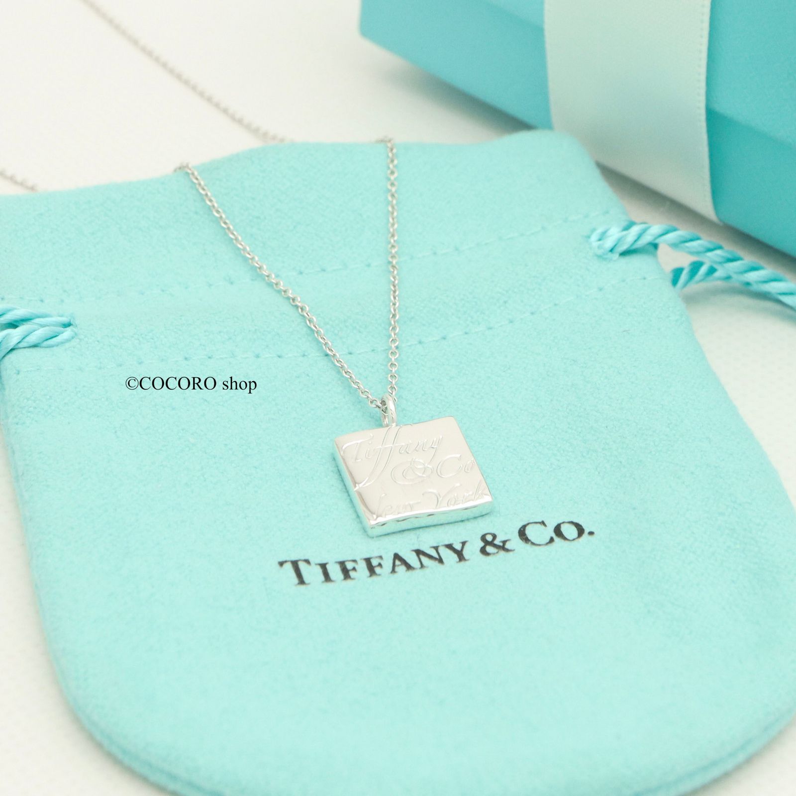 美品】ティファニー TIFFANY&Co. ノーツ スクエア プレート ネックレス