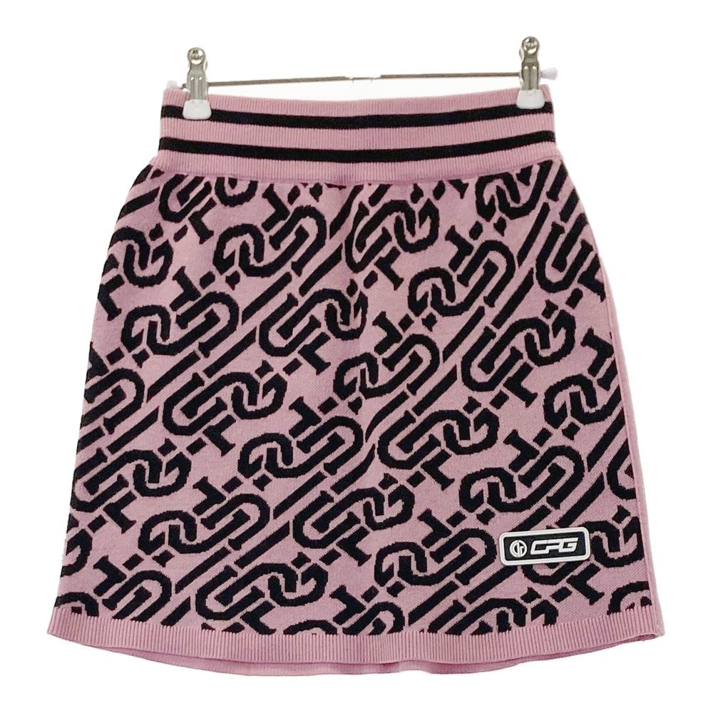 サイズ：2 CPG GOLF シーピージーゴルフ ; ニットスカート ロゴ総柄