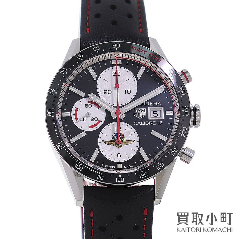【美品】タグホイヤー 【TAGHeuer】 カレラ インディ500 キャリバー16 クロノグラフ リミテッドエディション オートマティック ブラック 革ベルト メンズウォッチ 自動巻き 男性用腕時計 CV201AS.FC6429 CARRERA CALIBRE16 CHRONOGRAPH INDY500 WATCH【Aランク】【中古】 タグホイヤー カレラ インディ500 キャリバー16 クロノグラフ