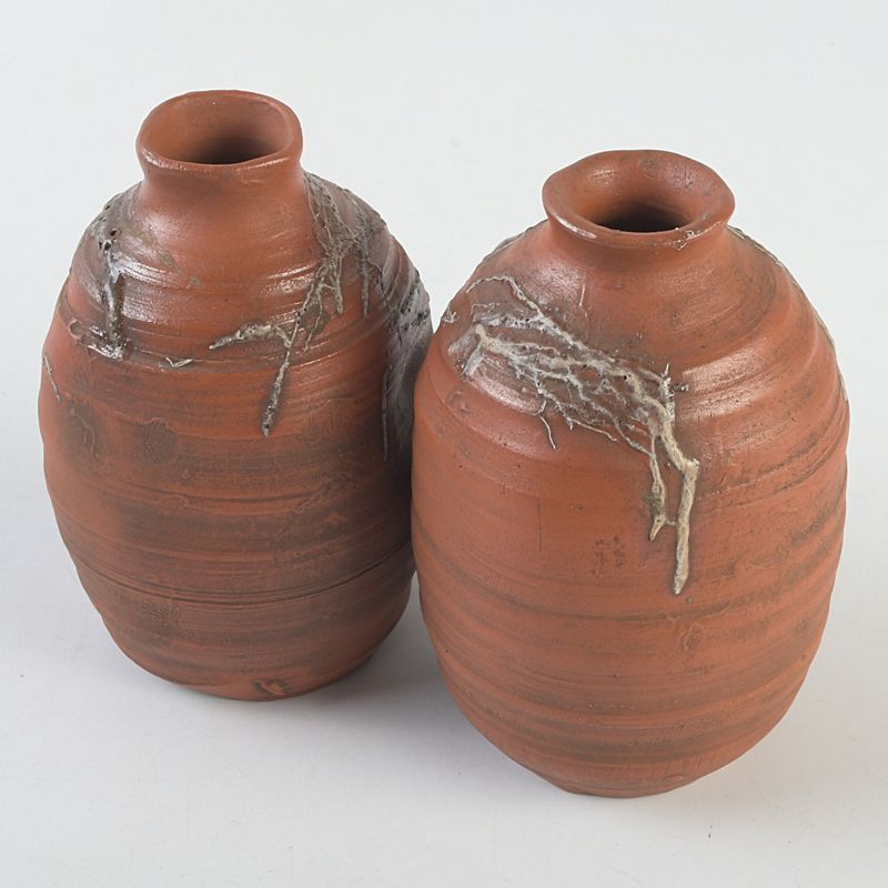 備前焼 新備前 珍壺 徳利 一対 銘「雪柳」 極め箱 C S701 - メルカリ