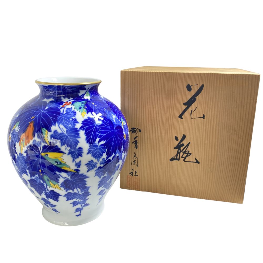 香蘭社 花瓶 フラワーベース 工芸品 共箱付 N09151 W - メルカリ