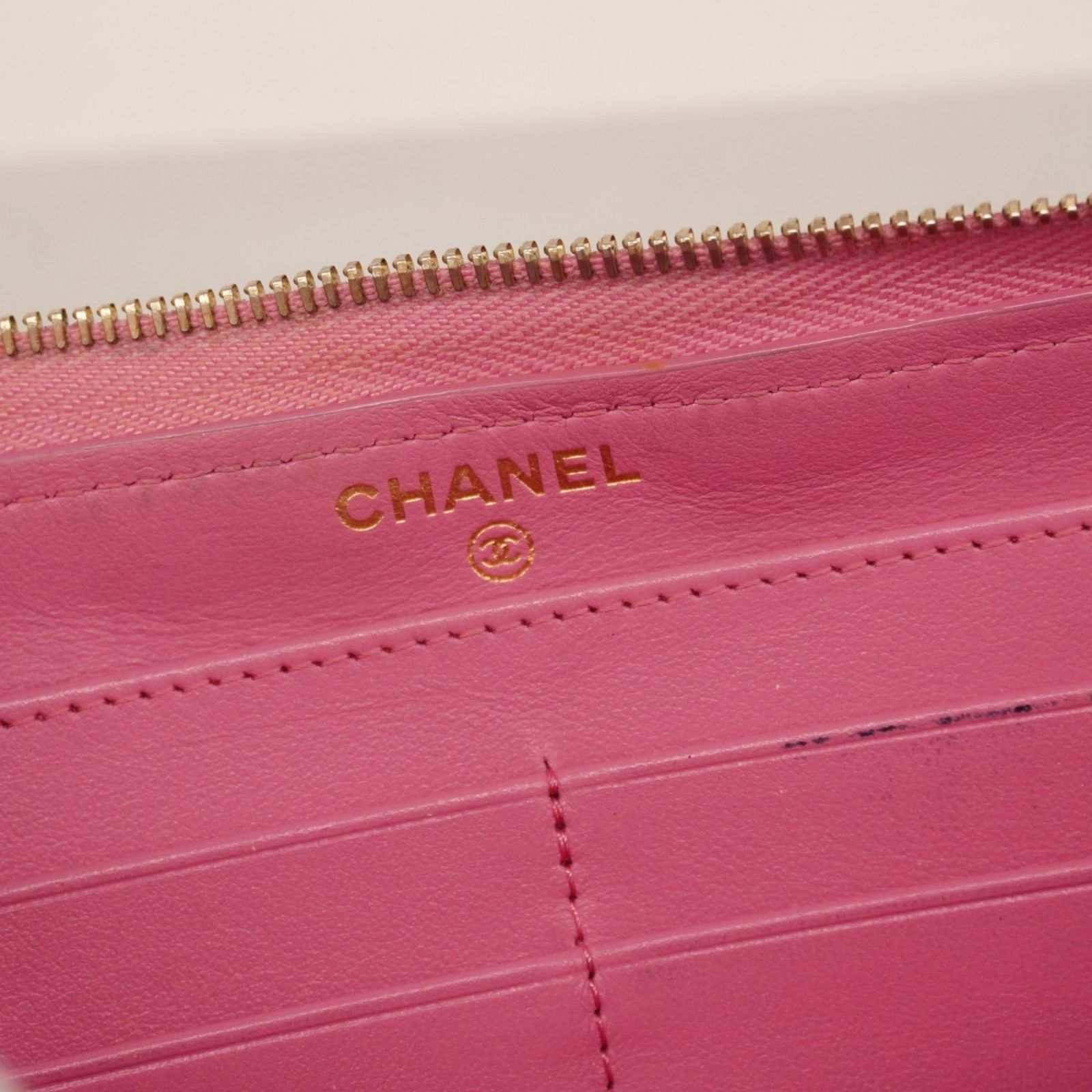 シャネル(Chanel) シャネル 長財布 マトラッセ キャビアスキン ピンク