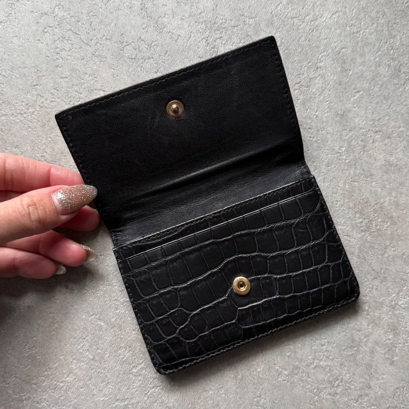 美品 希少 BOTTEGA VENETA ボッテガヴェネタ クロコダイル 二つ折り