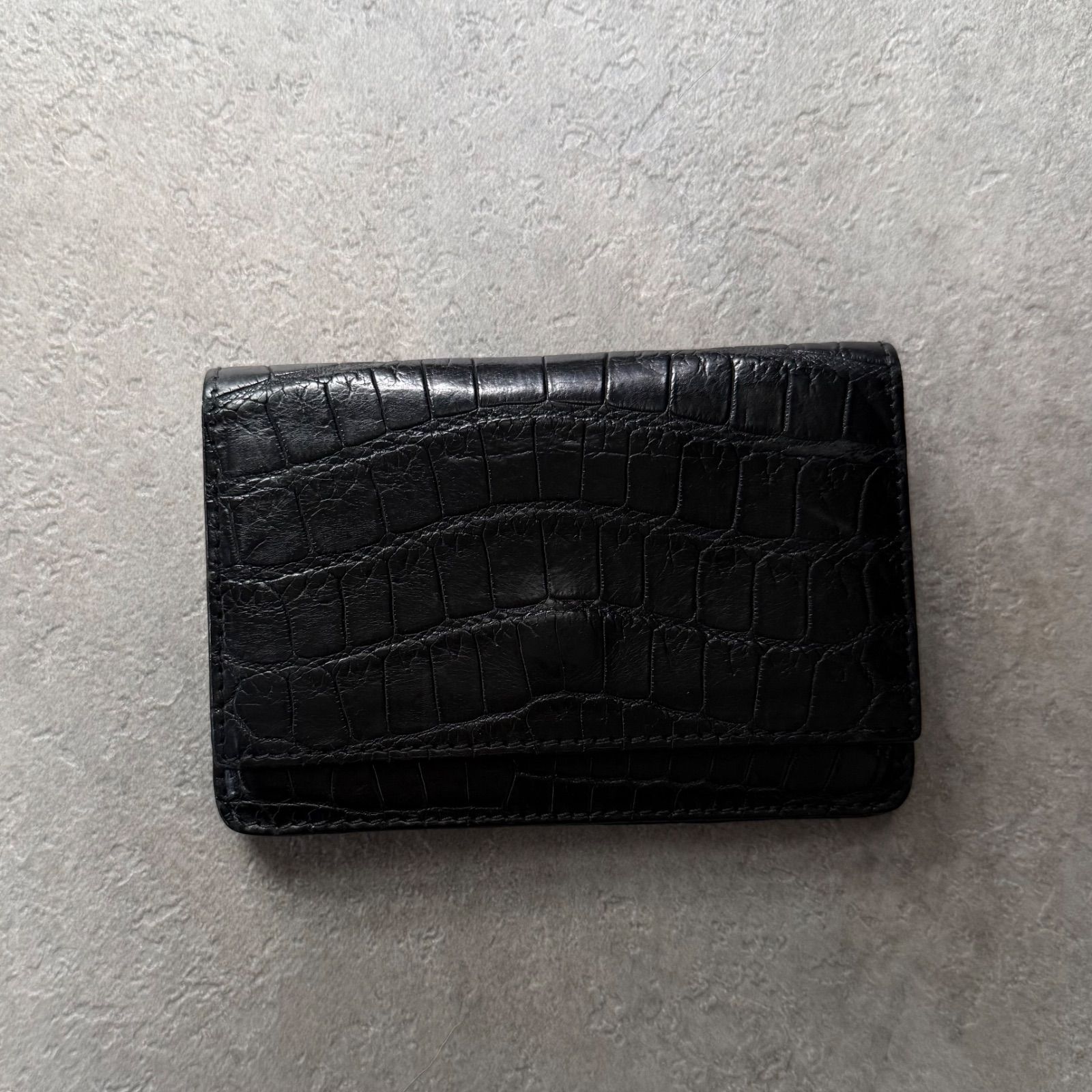 美品 希少 BOTTEGA VENETA ボッテガヴェネタ クロコダイル 二つ折り