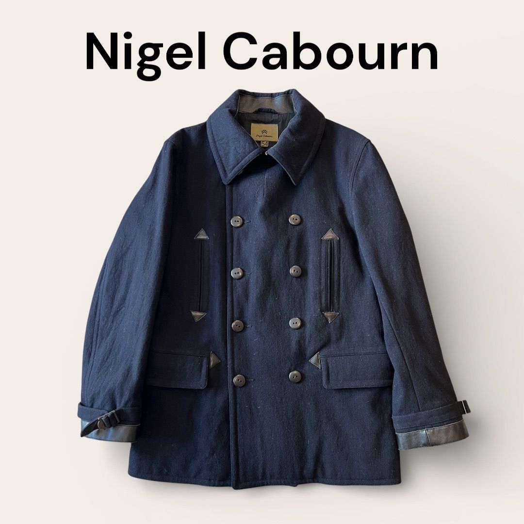 Nigel Cabourn ネイビー ピーコート サイズ56 Nigel Cabourn ナイジェルケーボン Pコート 10ボタン ネイビー レザー