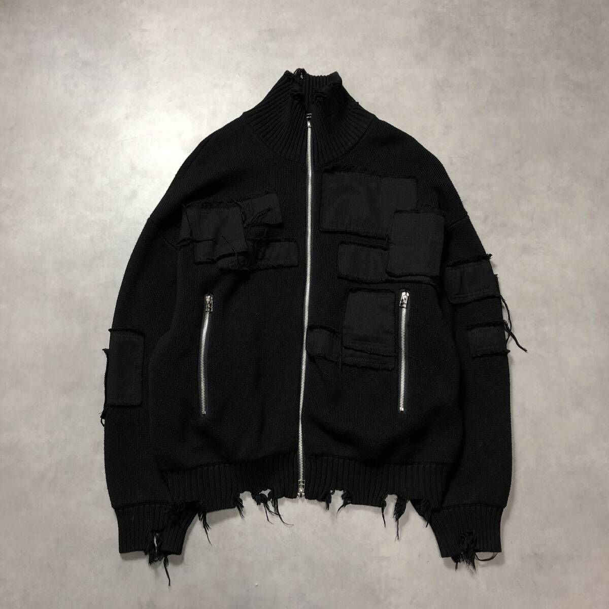 GQ4797◇Danke schon : ダメージ加工/パッチワークデザイン ジップ 