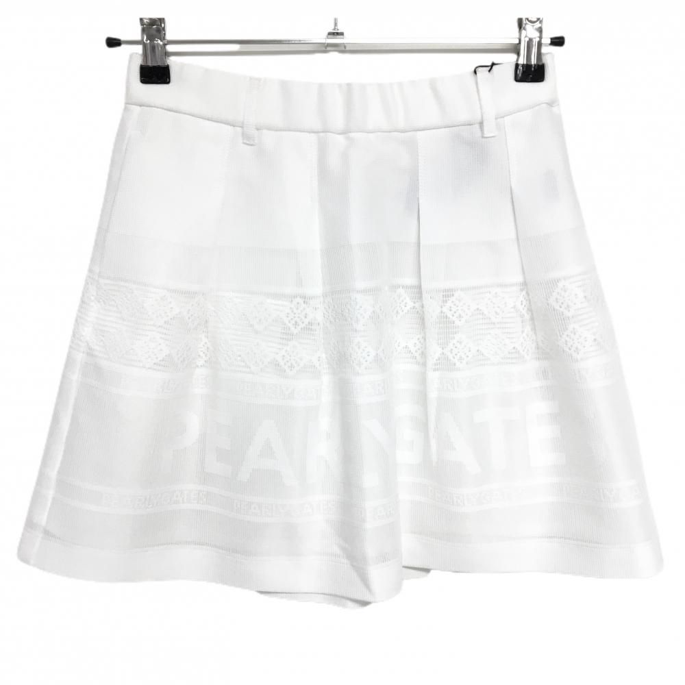 【新品】パーリーゲイツ スカート 白 表地レース 裏地付き ビッグロゴ レディース 0(S) ゴルフウェア PEARLY GATES ゴルフ 【新品】パーリーゲイツ スカート 白 表地レース 裏地付き