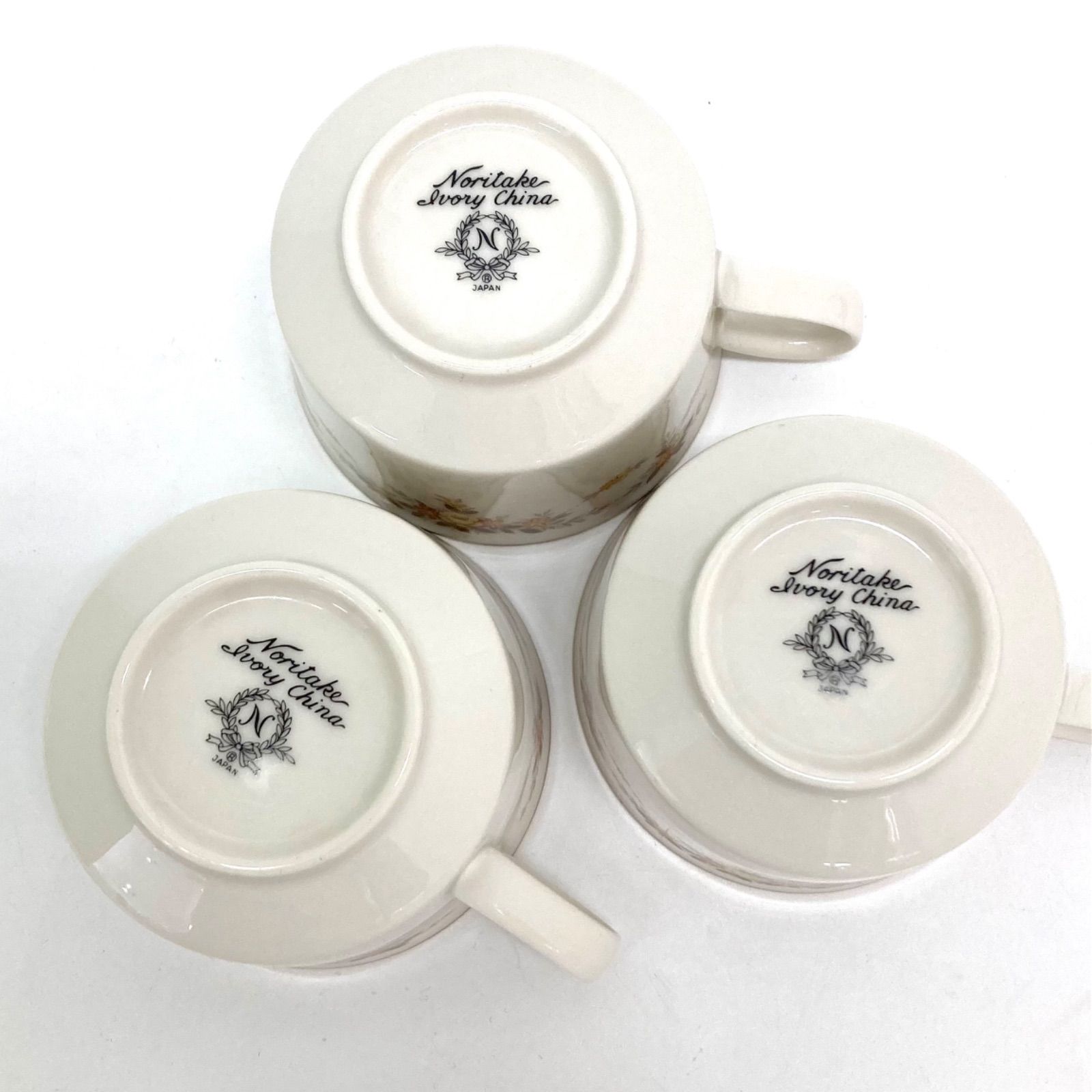 ◇Noritake◇ノリタケ アイボリーチャイナ カップ&ソーサーセット 3客