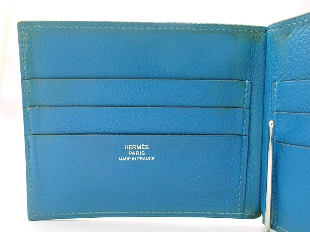 HERMES エルメス ポーカー マネークリップ カードケース T刻印 ブルー