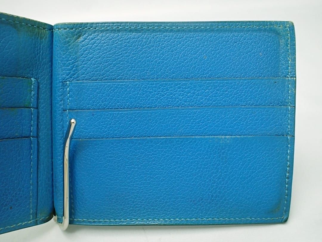 HERMES エルメス ポーカー マネークリップ カードケース T刻印 ブルー