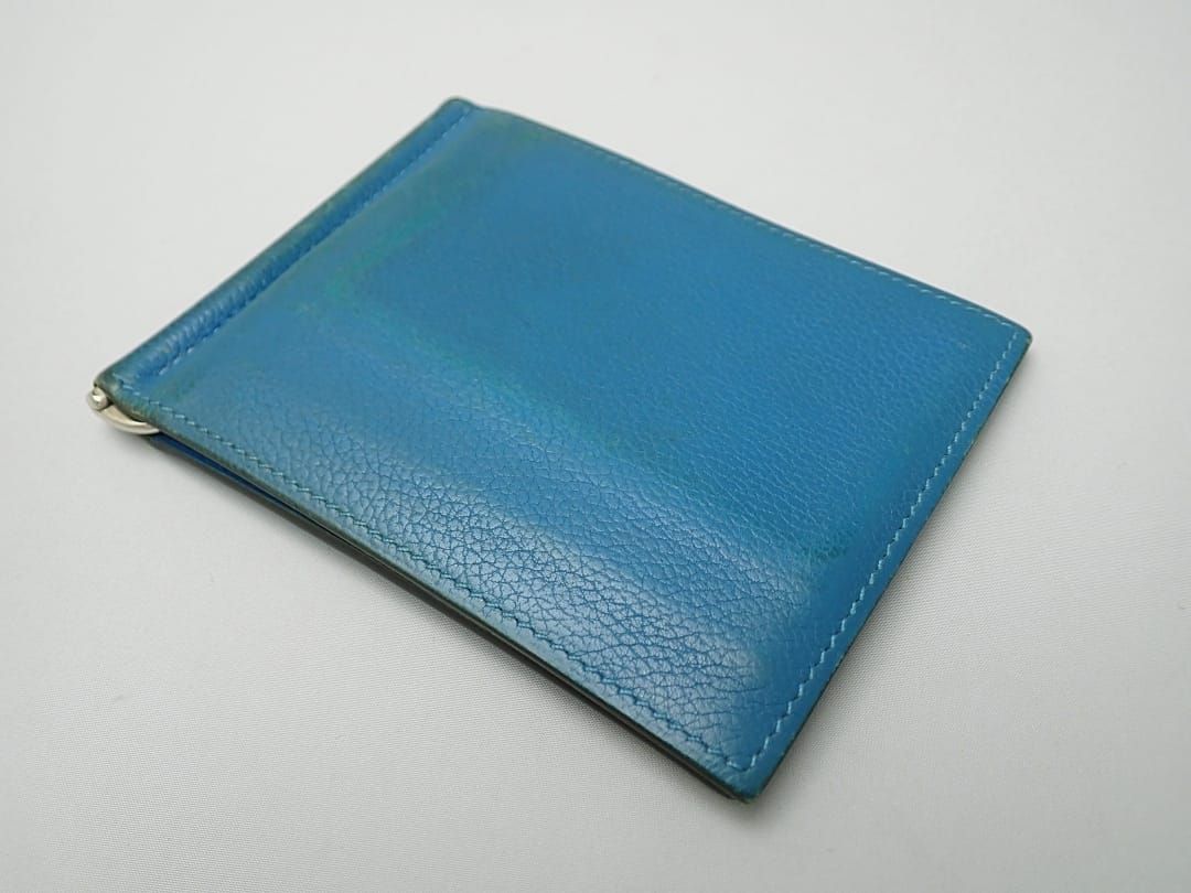 HERMES エルメス ポーカー マネークリップ カードケース T刻印 ブルー