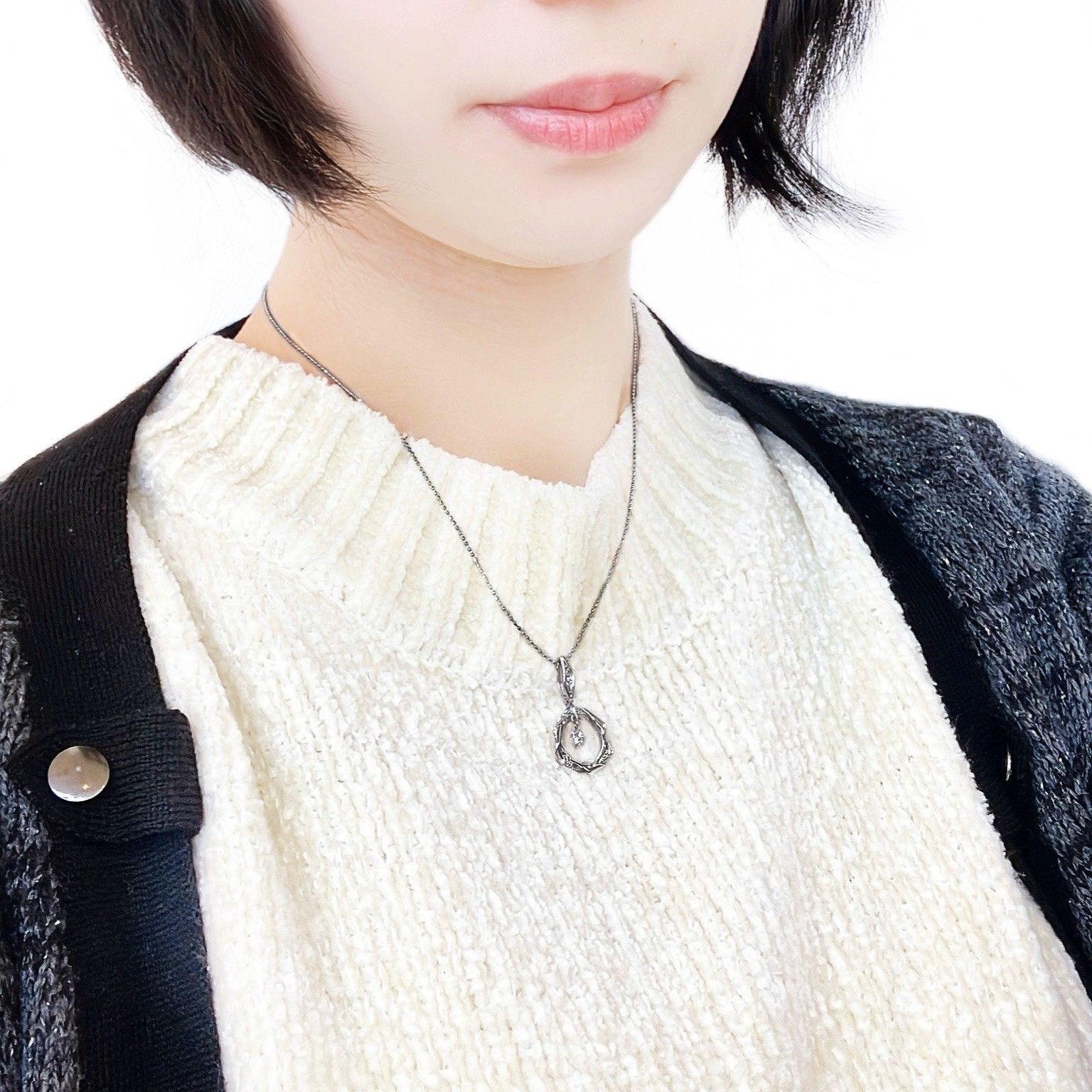 k18wg ダイヤモンド ペンダントネックレス リース ジュエリー ドロップ 