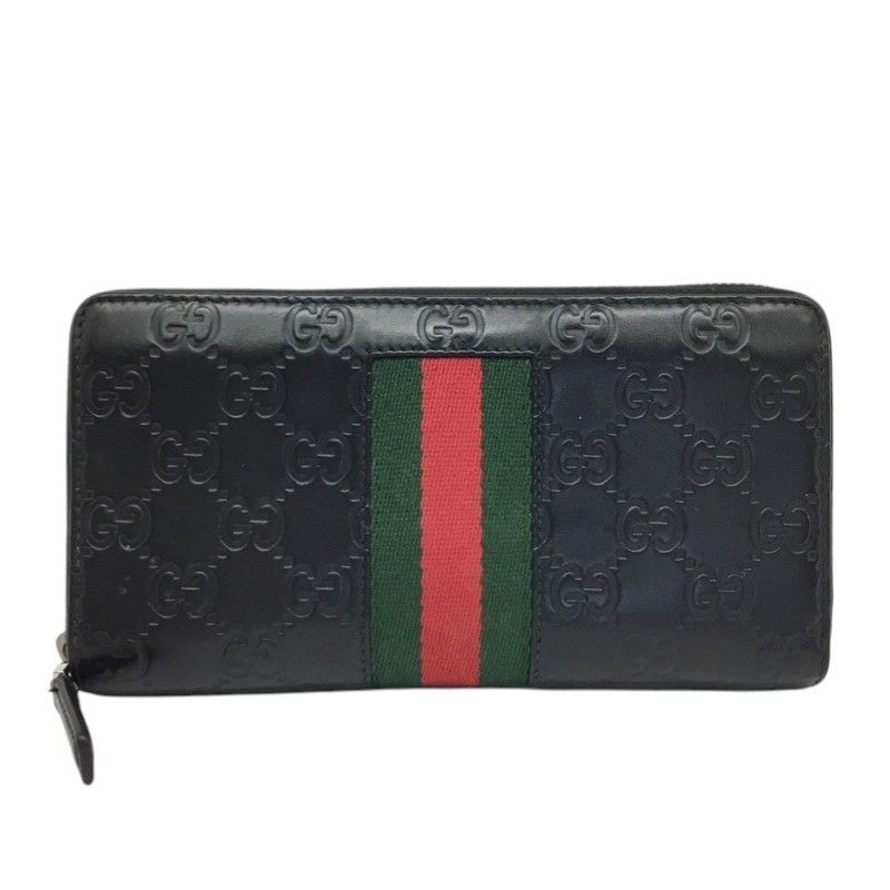GUCCI【グッチ】ラウンドファスナー長財布 408831 レザー ブラック GG