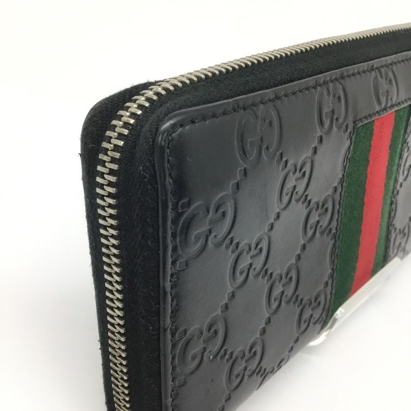 GUCCI【グッチ】ラウンドファスナー長財布 408831 レザー ブラック GG
