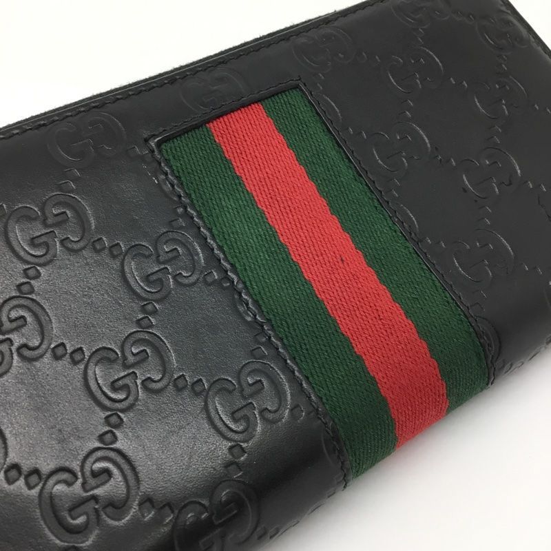 GUCCI【グッチ】ラウンドファスナー長財布 408831 レザー ブラック GG