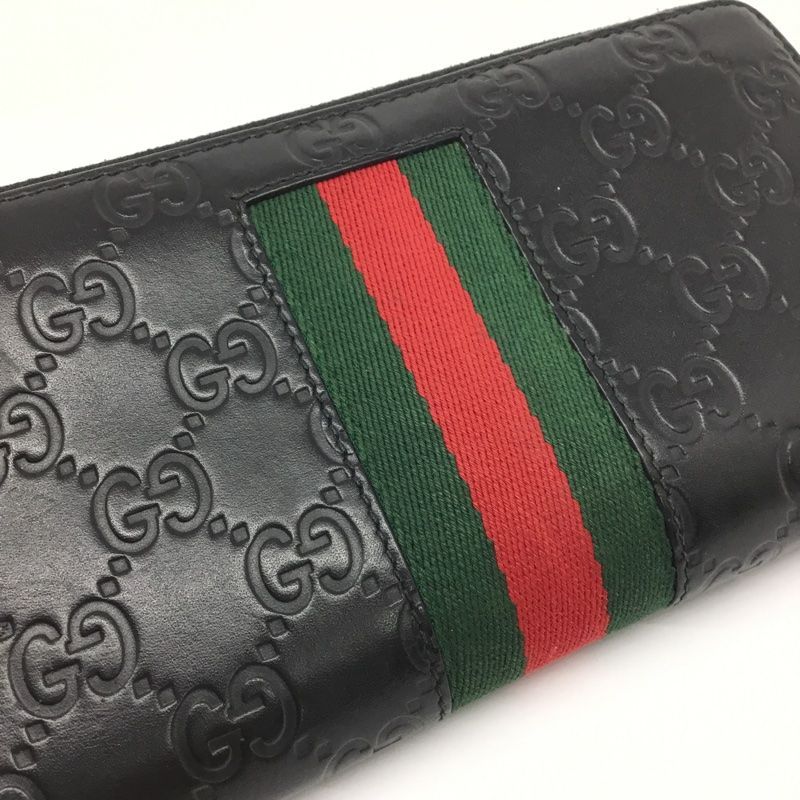 GUCCI【グッチ】ラウンドファスナー長財布 408831 レザー ブラック GG