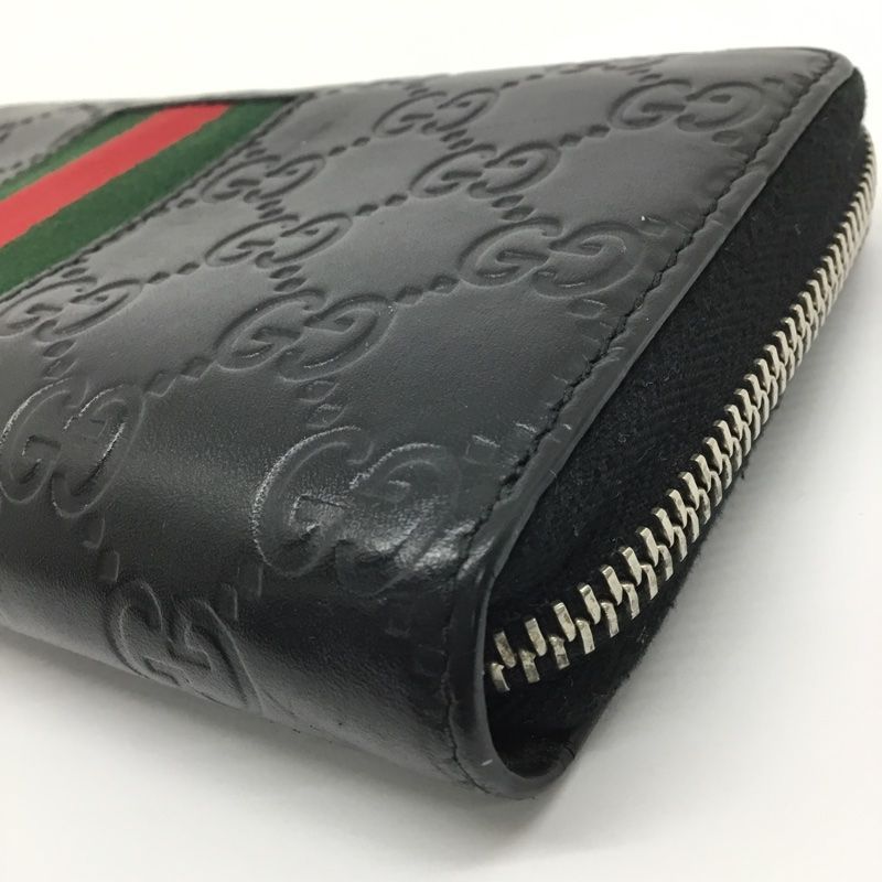 GUCCI【グッチ】ラウンドファスナー長財布 408831 レザー ブラック GG