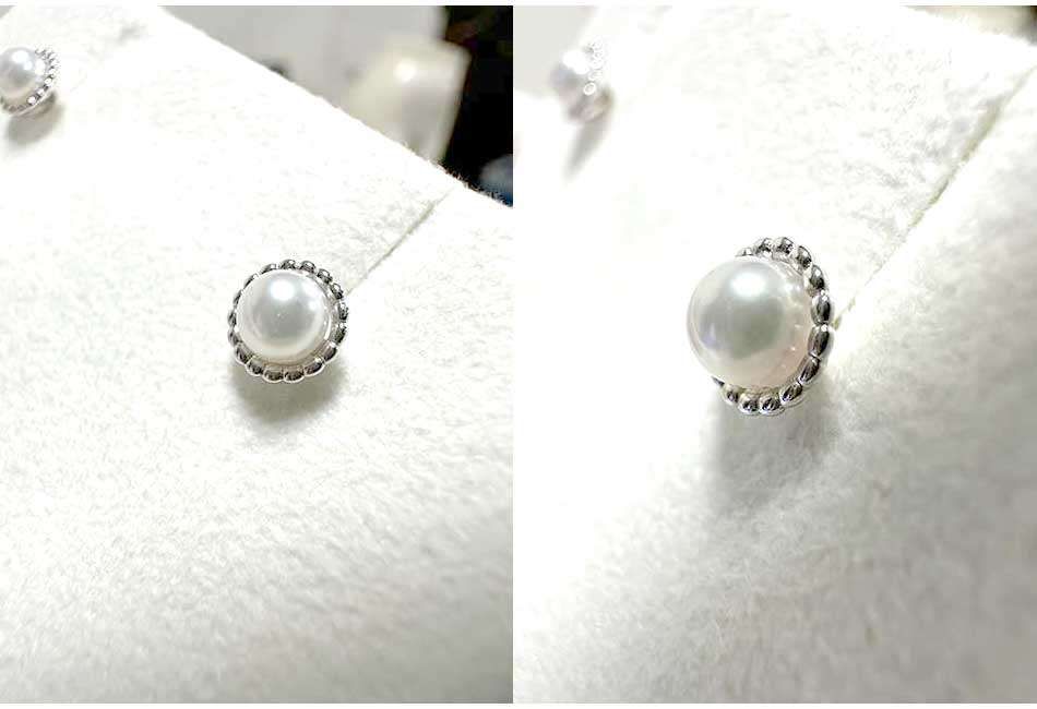 中古】【美品】MIKIMOTO ミキモト ピアス PE-787PU ホワイト シルバー