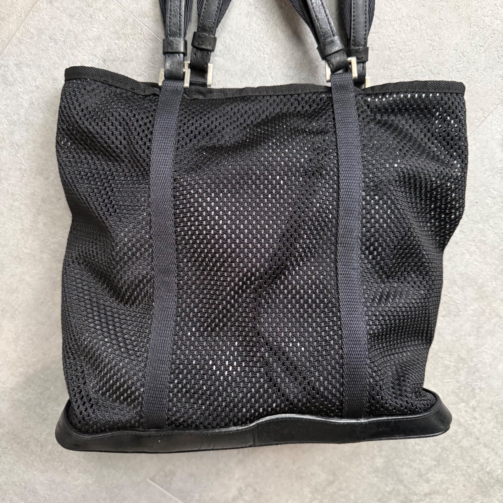 希少 PRADA プラダ メッシュ ロゴ トートバッグ ブラック 黒 プラダ 