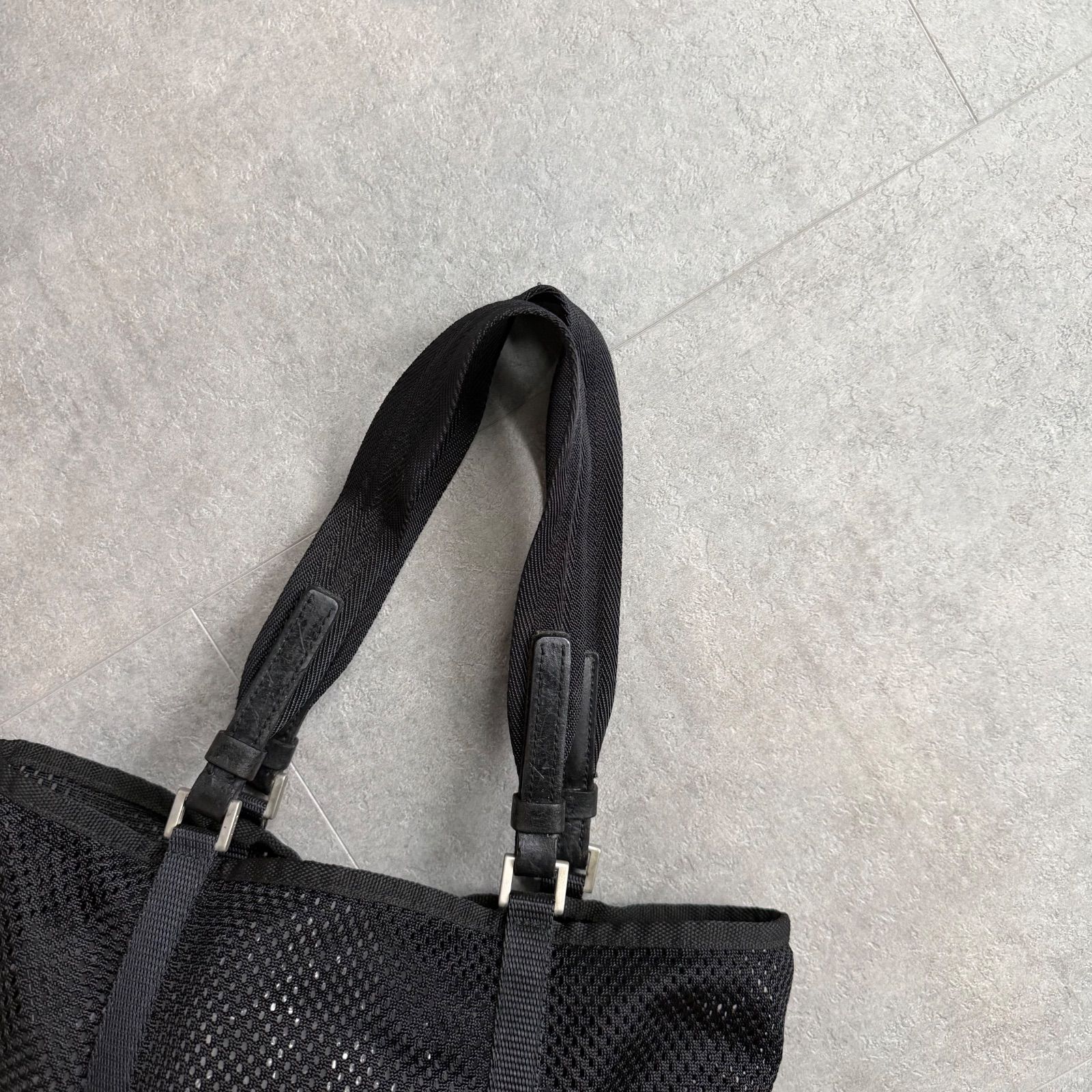 希少 PRADA プラダ メッシュ ロゴ トートバッグ ブラック 黒 プラダ 